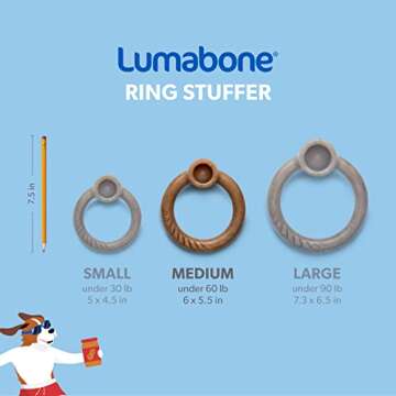 Lumabone Ring Stuffer Durable Chew Toy for Aggressive Chewers, Dog Toys for Aggressive Chewers, Dog Toys, Real Bacon, Made in USA, Medium