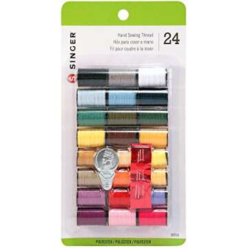 SINGER Polyester Hand Sewing Thread, Assorted Colors, 24 Mini-Spools