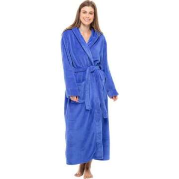 Hooded Plush Bath Robe for Women - Alexander Del Rossa