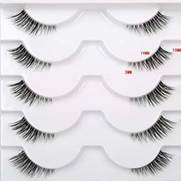 Half False Eyelashes with Clear Band Wispy Cat Eye Look Natural Short Accent Lashes Faux Mink Fake Eyelashes 14 Pairs Pack