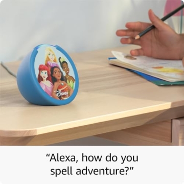Amazon Echo Pop Kids (newest model), Designed for kids, with parental controls, Includes 6 months of Amazon Kids+, Disney Princess