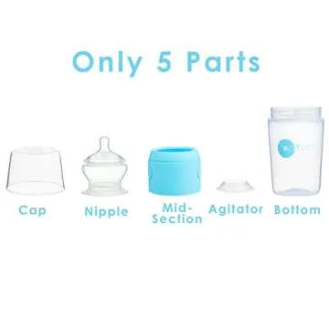 PopYum 9 oz Blue Anti-Colic Formula Making/Mixing/Dispenser Baby Bottles, 3-Pack with #2 Medium Flow Nipples, 260 ml, BPA-Free, Natural Latch