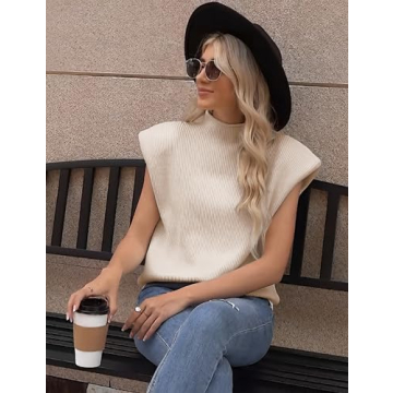 Himosyber Women's Elegant High Neck Sleeveless Knit Vest