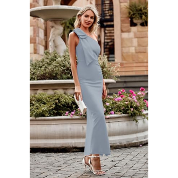 Elegant One Shoulder Maxi Dress for Women Summer Weddings Parties