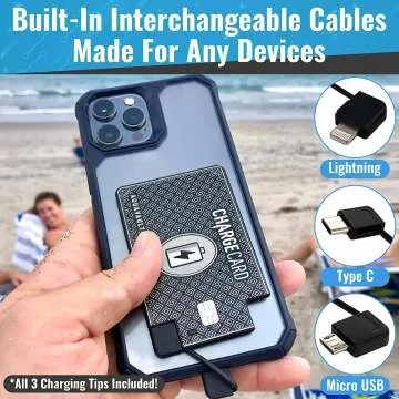 ChargeCard: Slim Portable Charger with Interchangeable Cables
