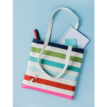 kate spade new york Canvas Tote Bag with Interior Pocket, Candy Stripe