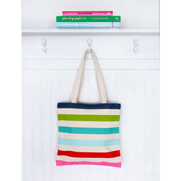 kate spade new york Canvas Tote Bag with Interior Pocket, Candy Stripe