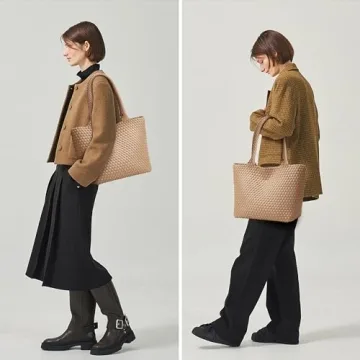 Vegan Leather Woven Tote Bag for Women Summer Beach Travel