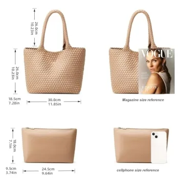 Vegan Leather Woven Tote Bag for Women Summer Beach Travel