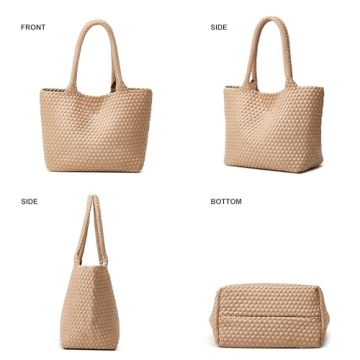 Vegan Leather Woven Tote Bag for Women Summer Beach Travel
