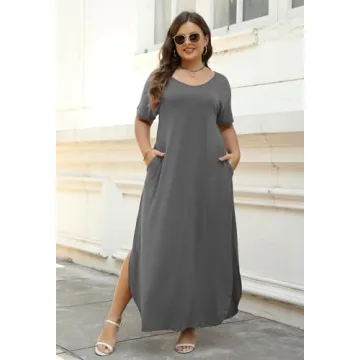 Nemidor Plus Size Casual Maxi Dress with Pockets
