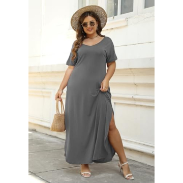 Nemidor Plus Size Casual Maxi Dress with Pockets