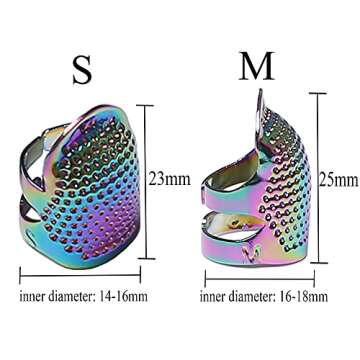 J.CARP 4Pcs Sewing Thimble, Metal Dazzle Color Sewing Thimble Finger Protector, Adjustable Finger Sh...