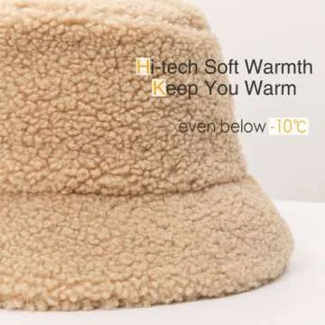 GuanGu Winter Fuzzy Bucket Hat Women Men Warm Teddy Lamb Wool Fisherman Hats(Beige Lamb Wool)