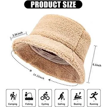 GuanGu Winter Fuzzy Bucket Hat Women Men Warm Teddy Lamb Wool Fisherman Hats(Beige Lamb Wool)
