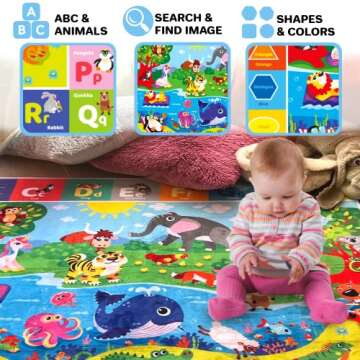 QUOKKA Baby Floor Play Mat – Super Soft Plush Surface ABC Rug for Toddlers & Infants – Extra Thi...