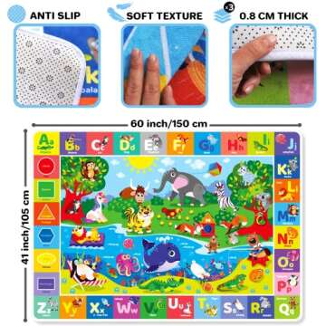 QUOKKA Plush ABC Baby Play Mat - Safe & Colorful Rug