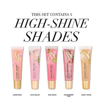 Victoria's Secret Lip Gloss Gift Set, Flavor Favorites, Flavored Lip Gloss Set for Women, Includes 5 assorted Lip Glosses