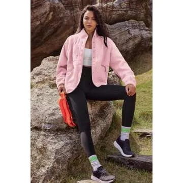 Nirovien Sherpa Jacket Women Fleece Jacket Button Down Jacket with Pockets Fuzzy Coat Teddy Bear Jacket(Peaches,S)