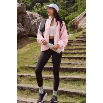 Nirovien Sherpa Jacket Women Fleece Jacket Button Down Jacket with Pockets Fuzzy Coat Teddy Bear Jacket(Peaches,S)