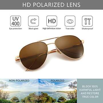 Lightweight Small Aviator Sunglasses with Polarized Lens