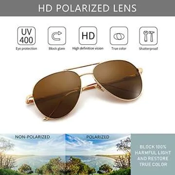 Lightweight Small Aviator Sunglasses with Polarized Lens