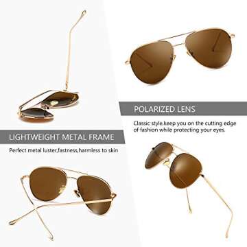 Lightweight Small Aviator Sunglasses with Polarized Lens