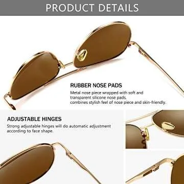 Lightweight Small Aviator Sunglasses with Polarized Lens
