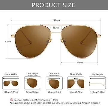 Lightweight Small Aviator Sunglasses with Polarized Lens