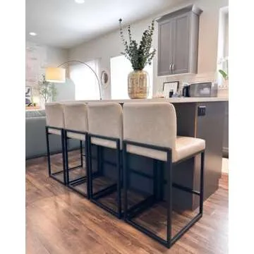 PHI VILLA Modern Bar Stools Set of 4 for Kitchens