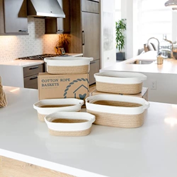 NaturalCozy 5-Piece Storage Basket Set for Organizing