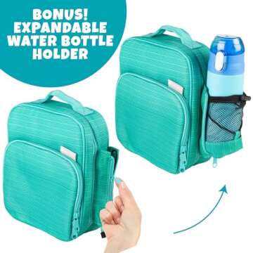 Bentology Insulated Lunch Box w Snack Pocket and Water Bottle Holder - Boys Girls and Kid's Lunchbox Tote Keeps Food Hotter or Colder Longer - Bag Fits Most Bento Boxes and Containers