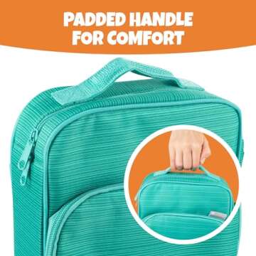 Bentology Insulated Lunch Box w Snack Pocket and Water Bottle Holder - Boys Girls and Kid's Lunchbox Tote Keeps Food Hotter or Colder Longer - Bag Fits Most Bento Boxes and Containers