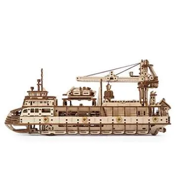UGEARS 3D Puzzles Research Vessel - DIY Model Ship 3D Idea - Unique and Creative Wooden Mechanical Models - Self Assembly Woodcraft Construction Kits