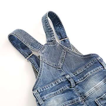 KIDSCOOL SPACE Baby Boy Girl Jean Overalls,Toddler Ripped Denim Cute Workwear,Light Blue,3-4 Years