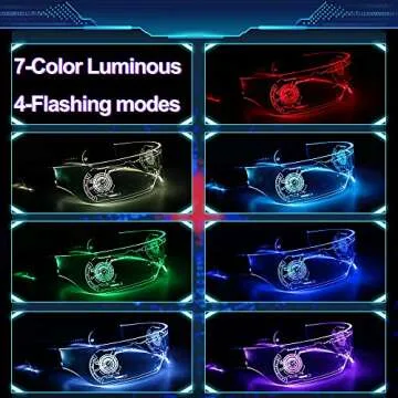 SAFEBAO LED Light Up Glasses: Rechargeable, 7 Colors & 4 Modes for Adults!