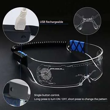 SAFEBAO LED Light Up Glasses with 7 Colors & 4 Modes