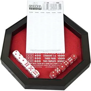 Farkel Game Set with Deluxe Dice Rolling Tray - Fun for All