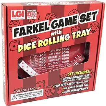 Farkel Game Set with Deluxe Dice Rolling Tray - Fun for All