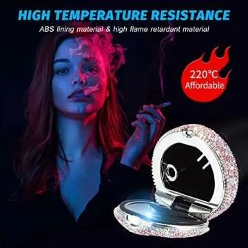 eing Car Ashtray Portable Bling Cigarette Smokeless Cylinder Cup Holder with Blue LED Light Indicator and 2 Replacement Batteries,Car Accessories for Women,Ideal for Car,Home and Office,1-Pack Pink