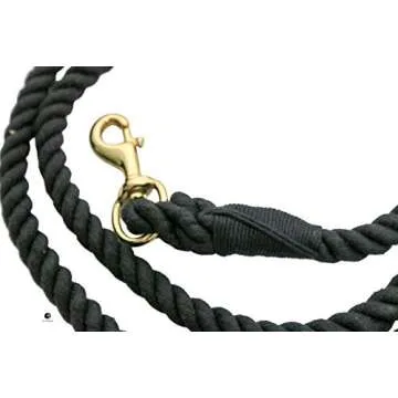 Ravenox Cotton Horse Lead Rope | (Black) | 5/8-inch x 8-feet Natural Twisted Cotton Rope, 1-inch Brass-Plated Swivel Snap | Handmade in The USA | Weather Resistant Lead Line for Equestrian, Livestock