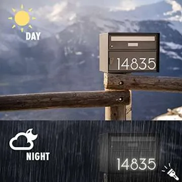 4 inch Reflective Mailbox Numbers Sticker (0-9, 5 Sets) Modern Number Vinyl Waterproof Number Self Adhesive Sticker for Signs, Door, Cars, Trucks, Home, Business, Address Number (4 inch)