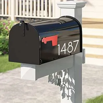 4 inch Reflective Mailbox Numbers Sticker (0-9, 5 Sets) Modern Number Vinyl Waterproof Number Self Adhesive Sticker for Signs, Door, Cars, Trucks, Home, Business, Address Number (4 inch)