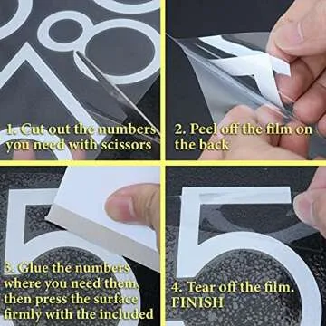 4 inch Reflective Mailbox Numbers Sticker (0-9, 5 Sets) Modern Number Vinyl Waterproof Number Self Adhesive Sticker for Signs, Door, Cars, Trucks, Home, Business, Address Number (4 inch)