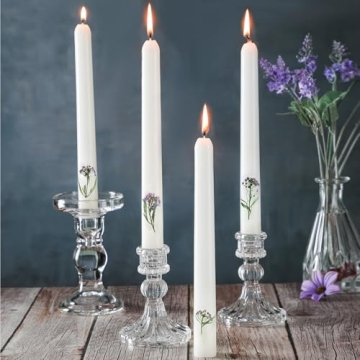 Threlaco Flower Taper Candles - Elegant Real Dried Flower Design for Weddings and Parties