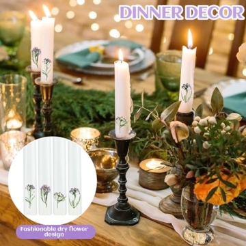 Threlaco Flower Taper Candles with Dried Flowers 4 Pcs