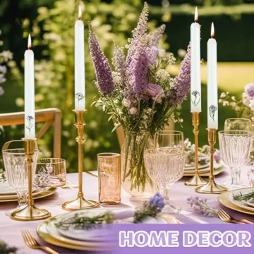 Threlaco Flower Taper Candles with Dried Flowers 4 Pcs