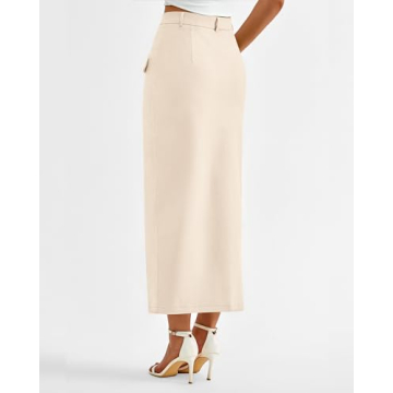 BTFBM Women High Waisted Maxi Skirt with Decorative Pocket