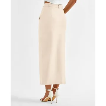 BTFBM Women High Waisted Maxi Skirt with Decorative Pocket