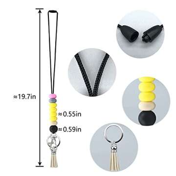 POPLOPP Cute Lanyards for Id Badges and Keys for Women Teacher，Silicone Beaded Breakaway Lanyard w...